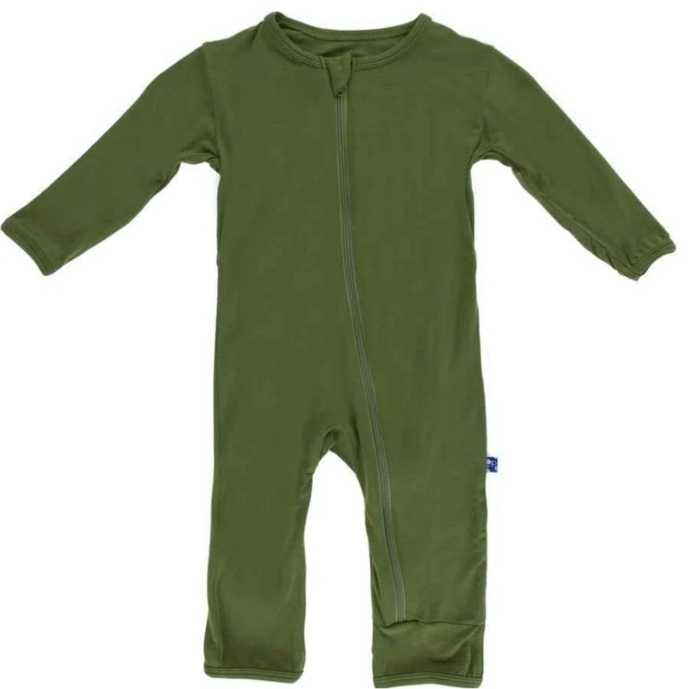 Kickee Pants Solid Bamboo Coverall with Zipper - Moss